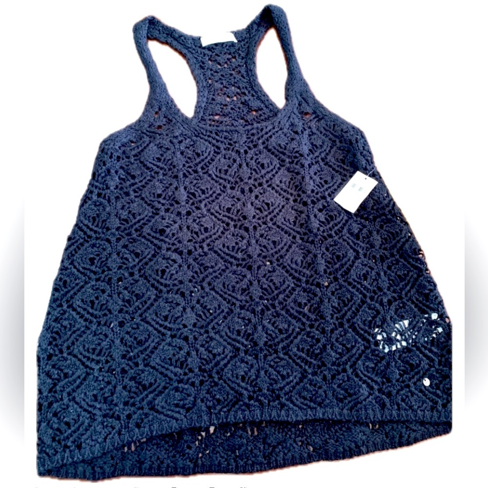 NWT.  Abercrombie & Fitch black crocheted tank.